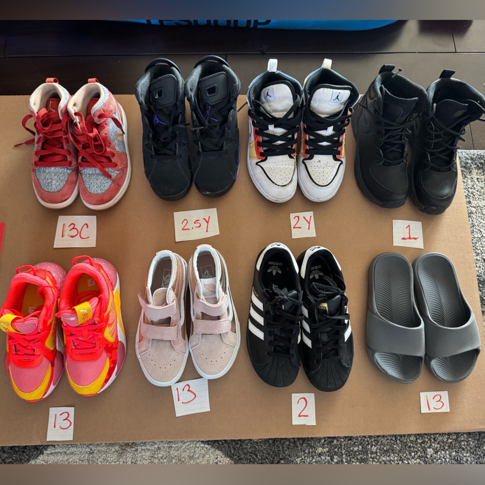 Boys & Girls Sneakers

Sizes range from 13C-2.5Y
Written in front of each shoe